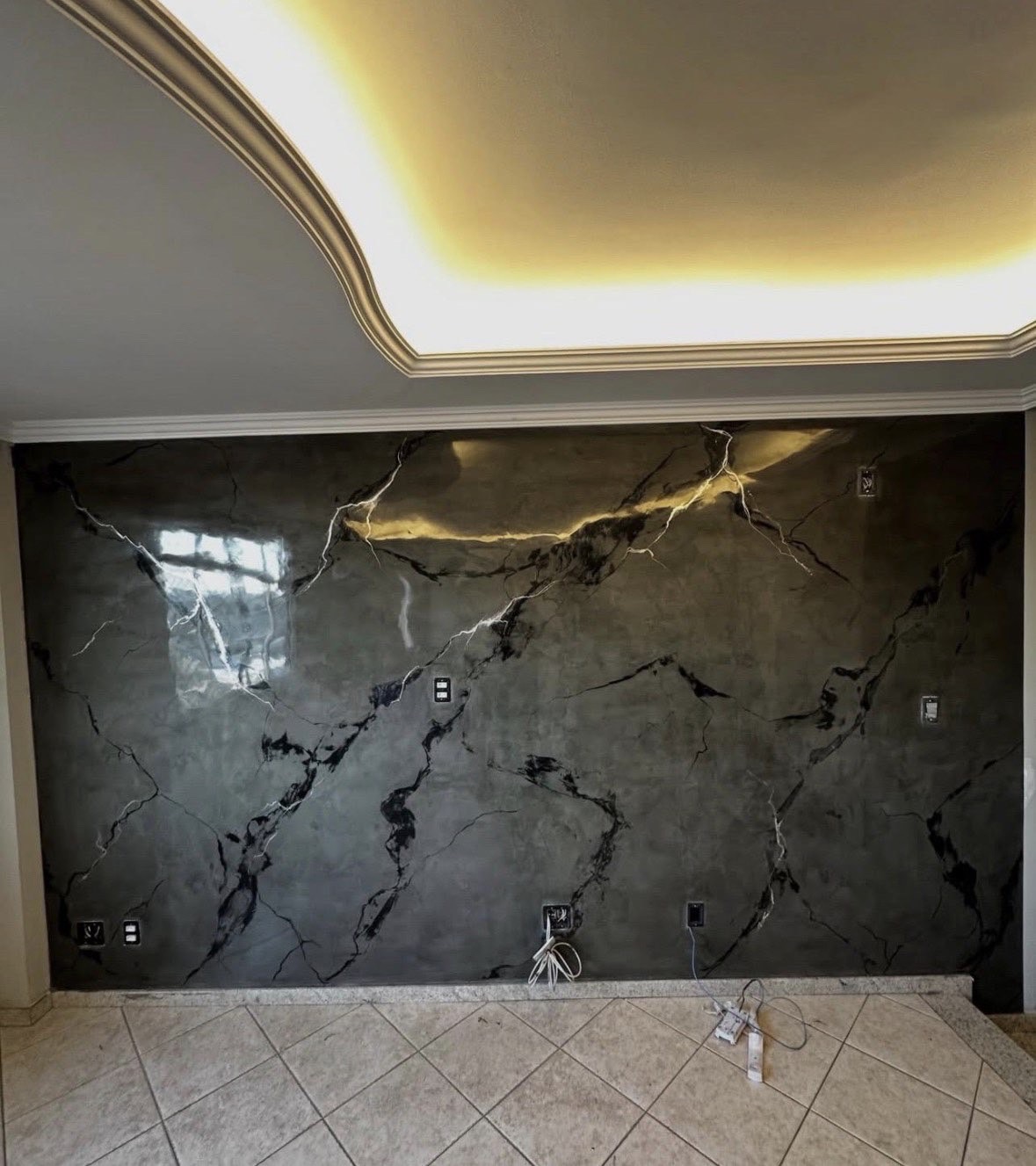 Black and gold marble finish